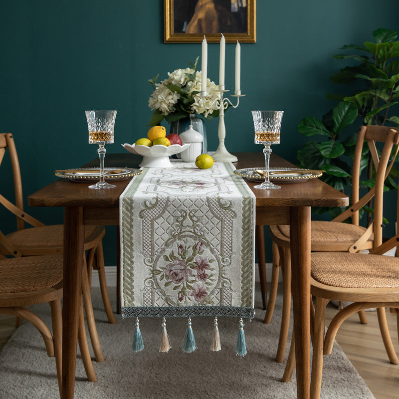 Chenille Tassel Table Runner – 13 in Wide, 7 Lengths – view 6
