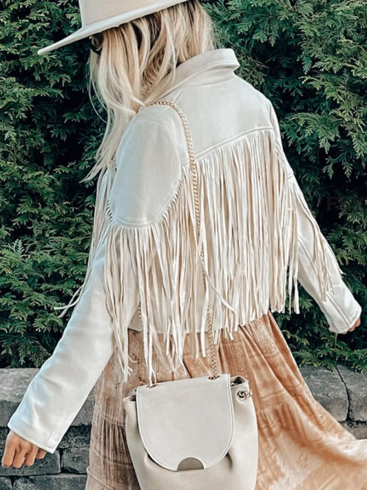 Cropped Fringe Jacket Open Front — view 2