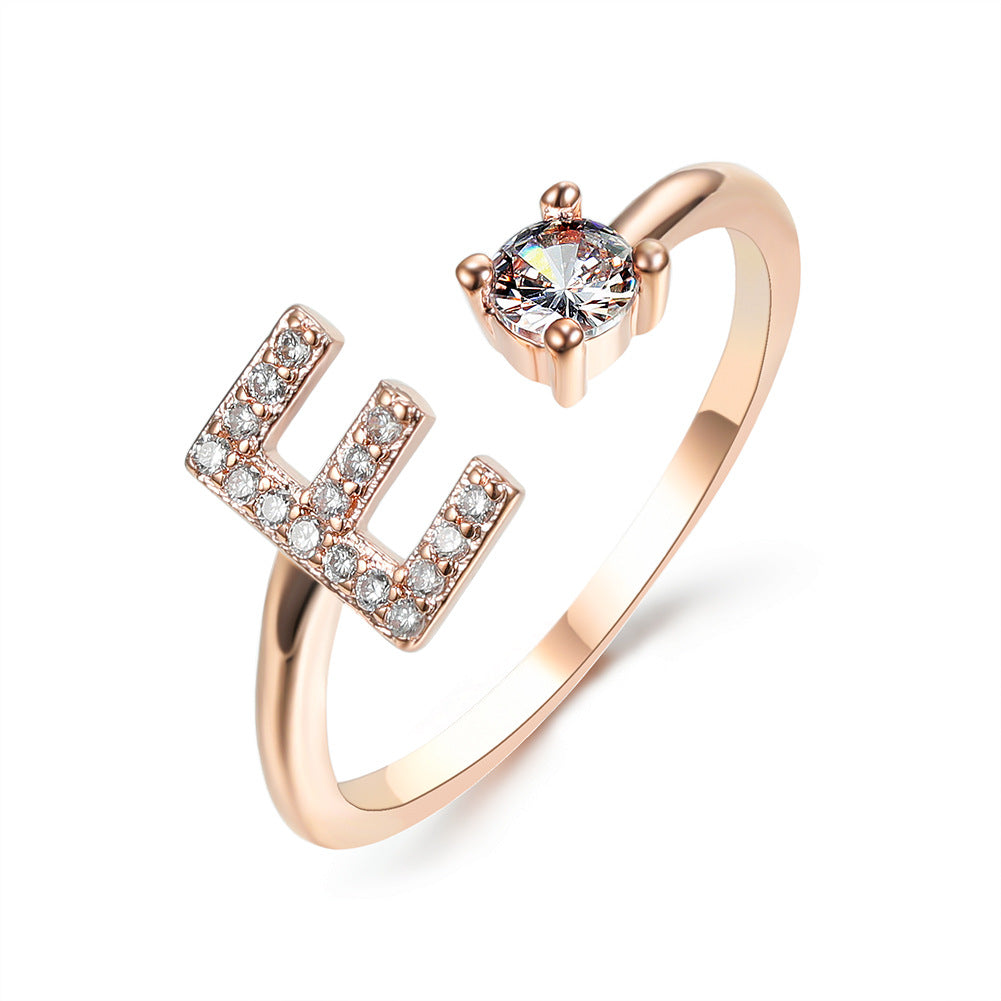 Adjustable initial ring – Rose Gold / E