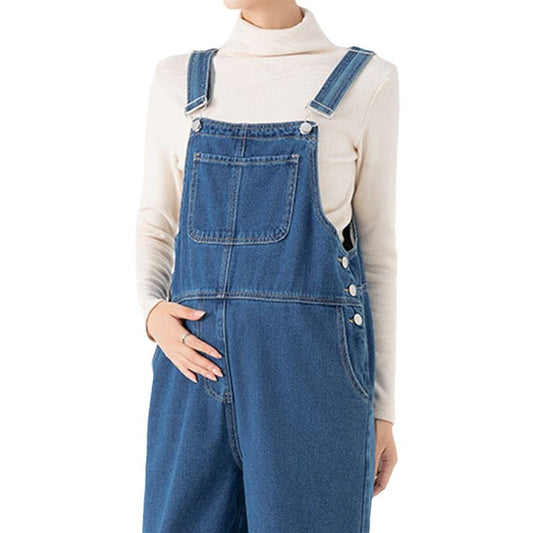 Denim Maternity Bib Overalls – Loose Straight-Leg – view 3