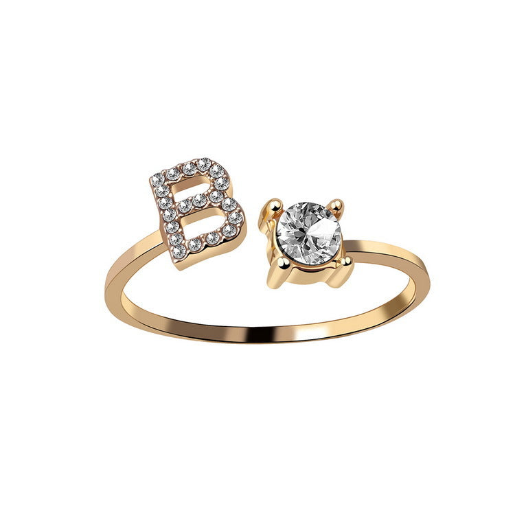 Adjustable initial ring – Gold / B