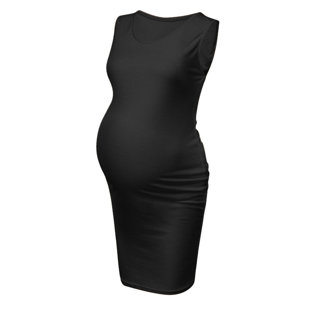 Maternity Bodycon Dress – Sleeveless Ribbed Midi – view 6