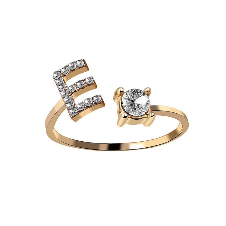 Adjustable initial ring – Gold / E