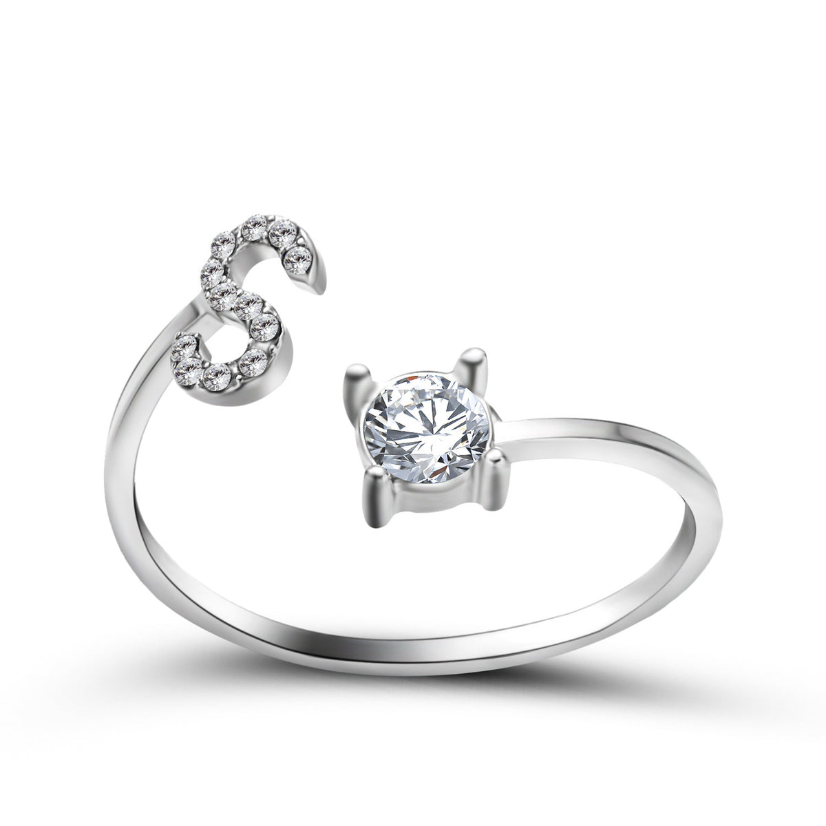 Adjustable initial ring – Silver / S