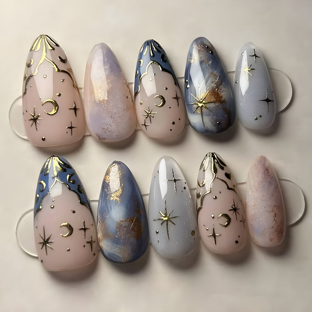 Celestial Cat-Eye Press-On Nails – 24 Pcs