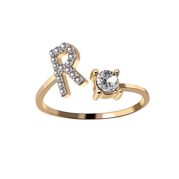 Adjustable initial ring – Gold / R