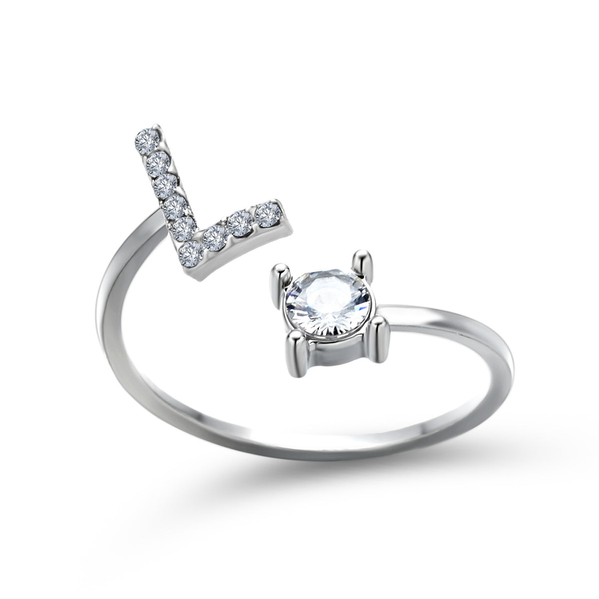Adjustable initial ring – Silver / L