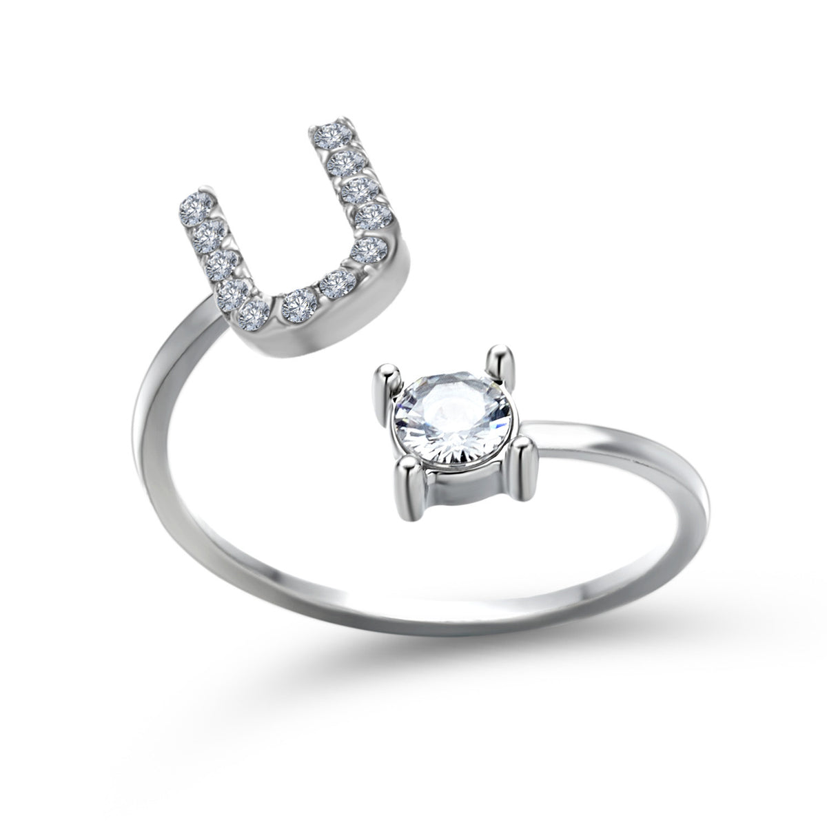 Adjustable initial ring – Silver / U