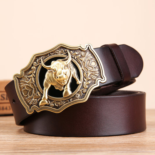 Bull Head Buckle Western Belt – Leather, 3 Colors – view 2