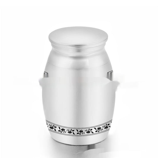 Banded Mini Cremation Urn – Metal in Silver
