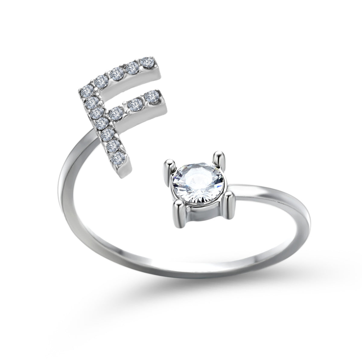Adjustable initial ring – Silver / F