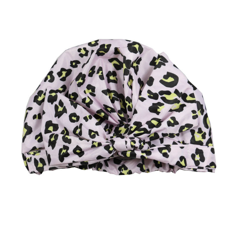 Bow Shower Cap – 20 Prints – Pink Leopard Print