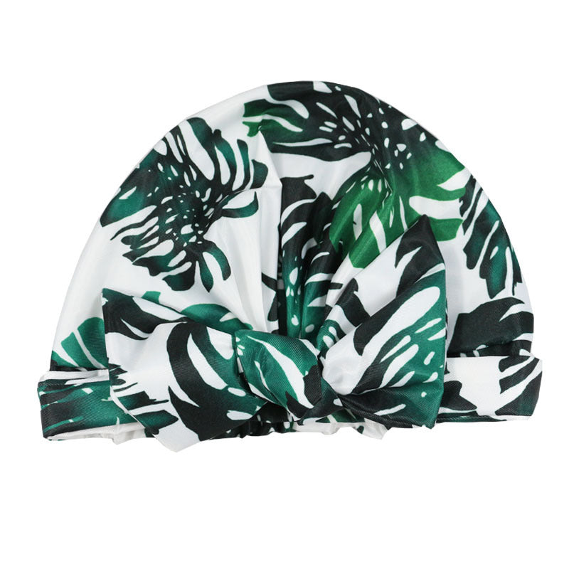 Bow Shower Cap – 20 Prints – Green Palm Leaf