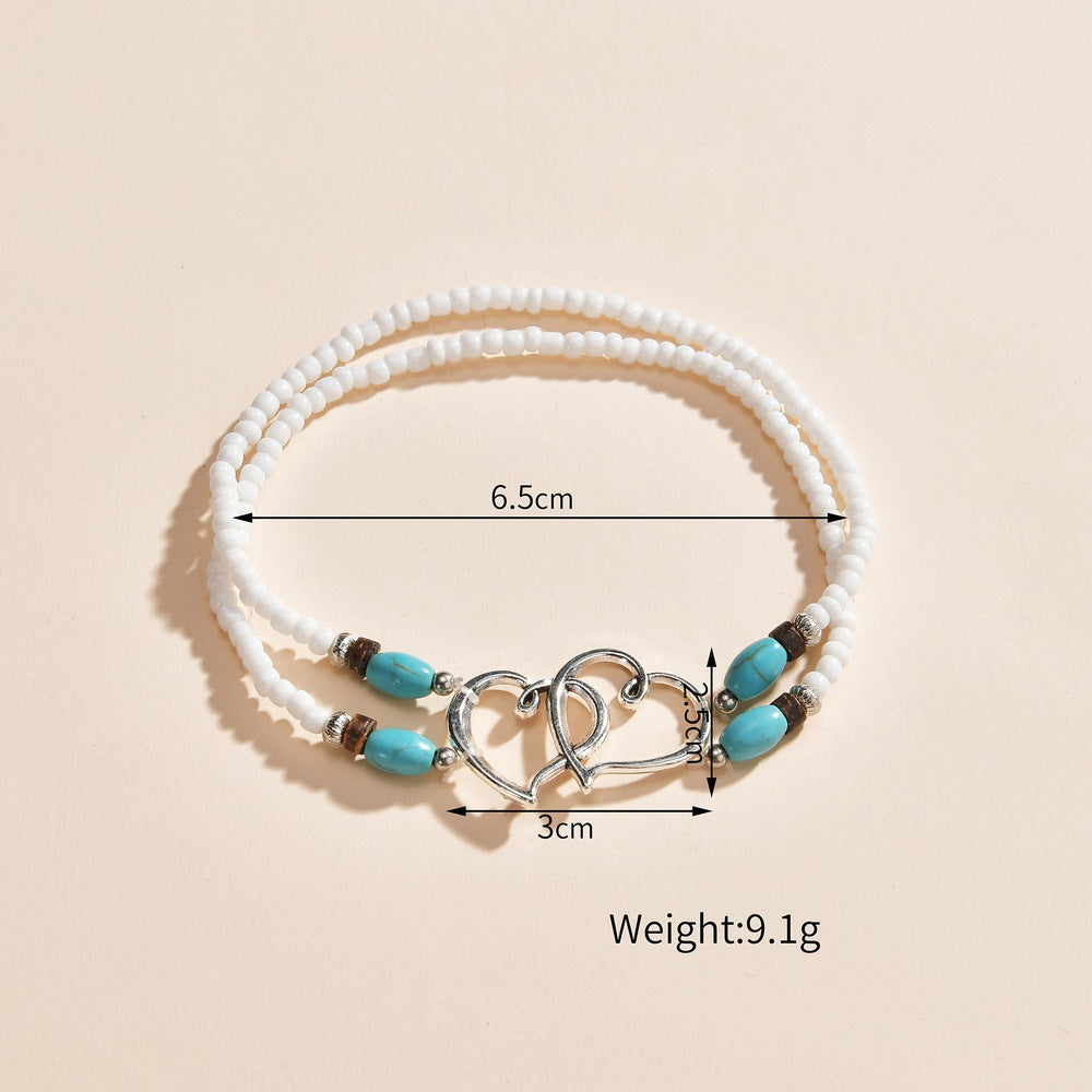 Double Heart Beaded Anklet – view 4