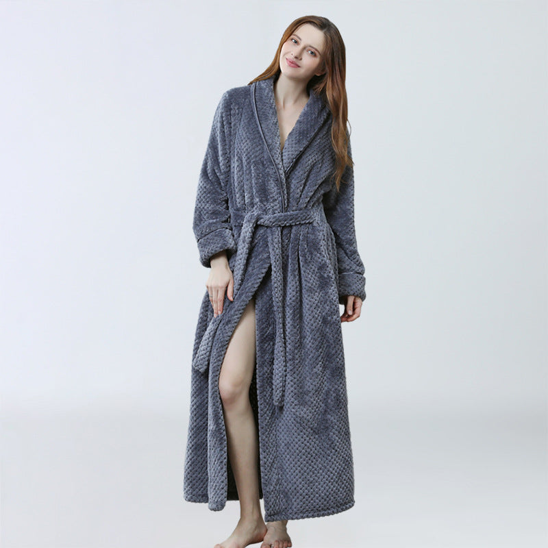 Long Plush Fleece Bathrobe – Men's & Women's – view 3