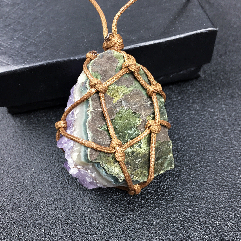 Purple Cluster Woven Pendant Necklace — product photo 4 | Organic Truth