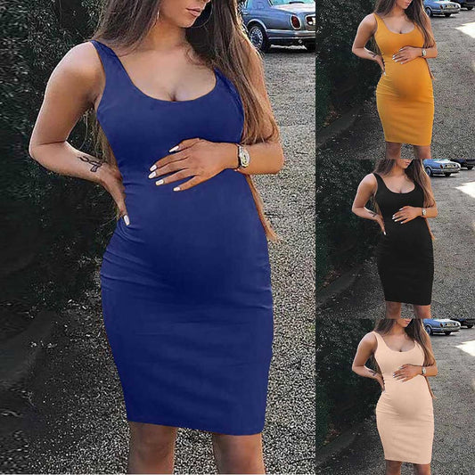 Maternity Bodycon Dress – Sleeveless Ribbed Midi – view 2