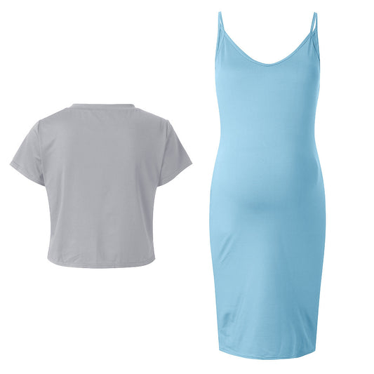 Maternity Cami Dress & Tee Set – Two-Piece Layered Look – view 6