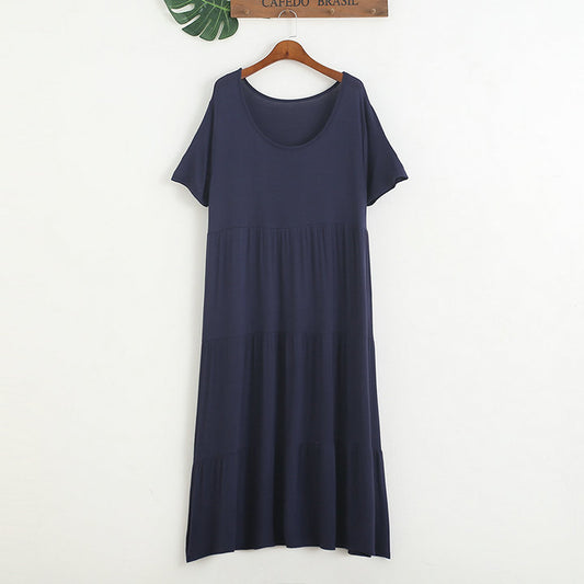 Tiered Maternity T-Shirt Dress – One-Size Short-Sleeve Maxi – view 2