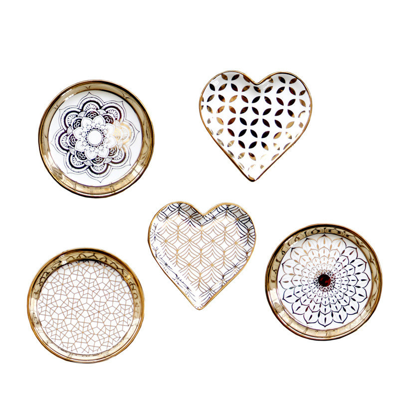 Ceramic Trinket Dish – Golden Rim, 5 Patterns