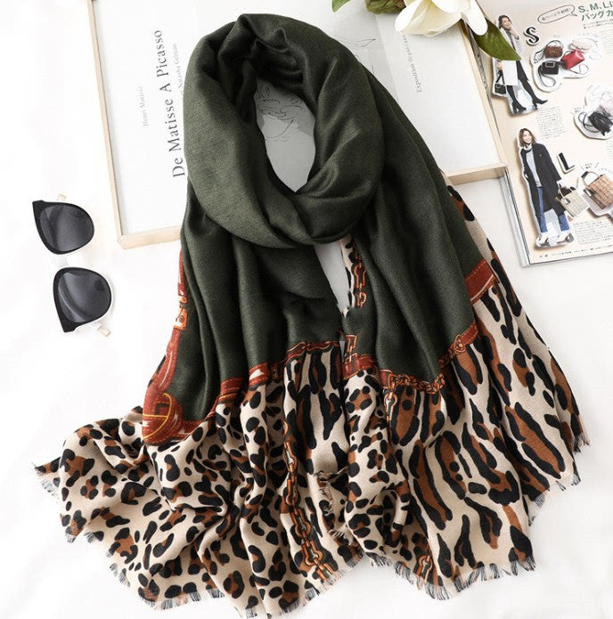 Animal-Print Border Scarf – 35 × 71 in – view 10
