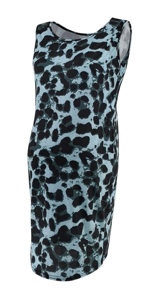 Leopard Print Sleeveless Maternity Dress – Bodycon Midi – view 6