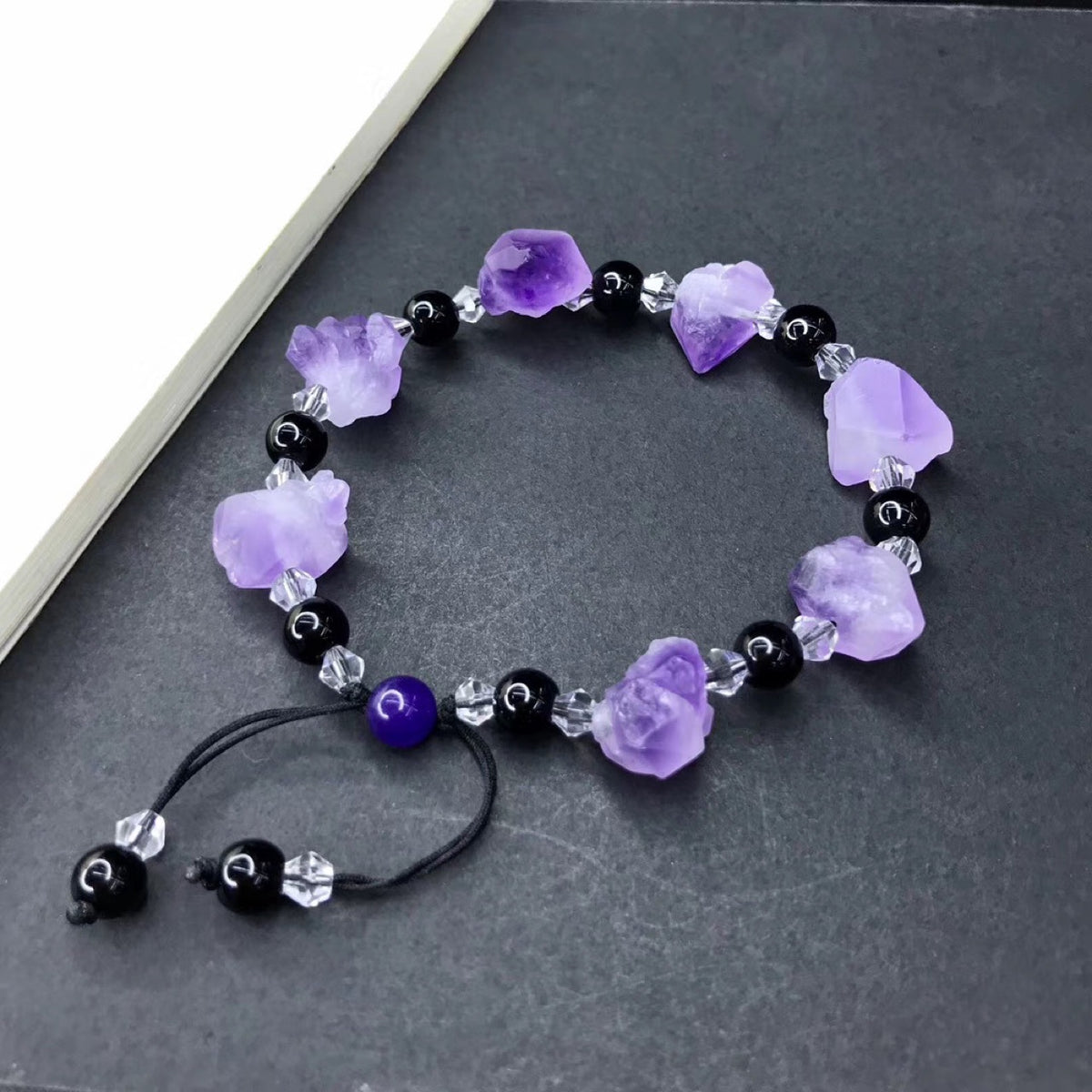 Purple & Dark Bead Bracelet – Soft Glow Stack — product photo 5 | Organic Truth