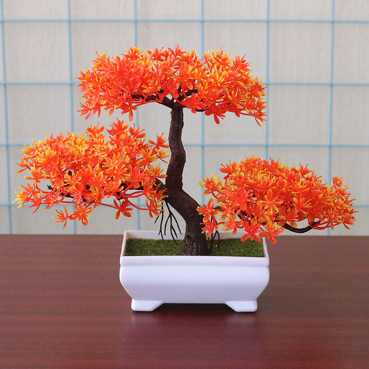 Faux Pine Bonsai in White Pot – view 7