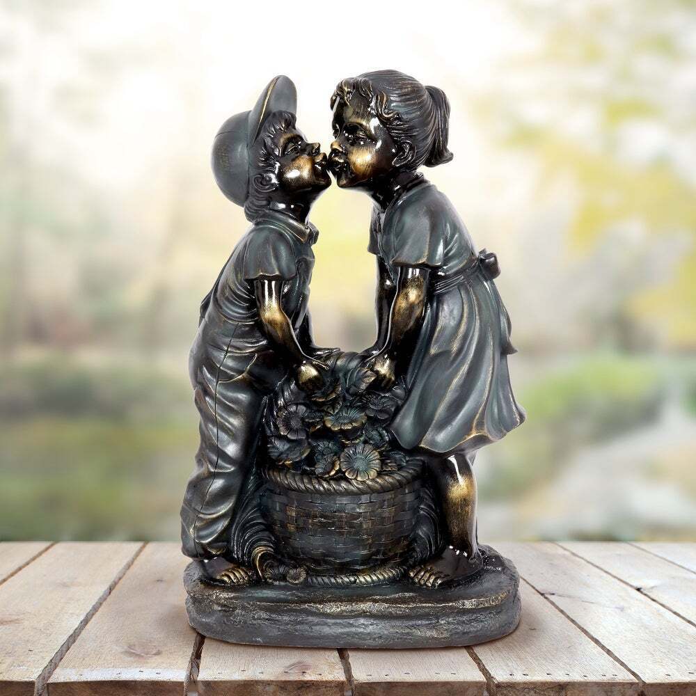 Boy & Girl Resin Garden Statue