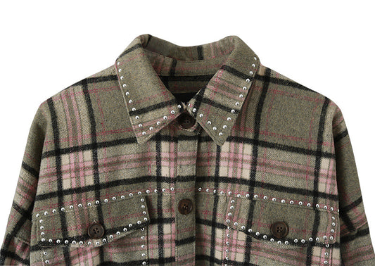 Plaid Western Shacket – Women's Fringe Hem Shirt Jacket – view 2