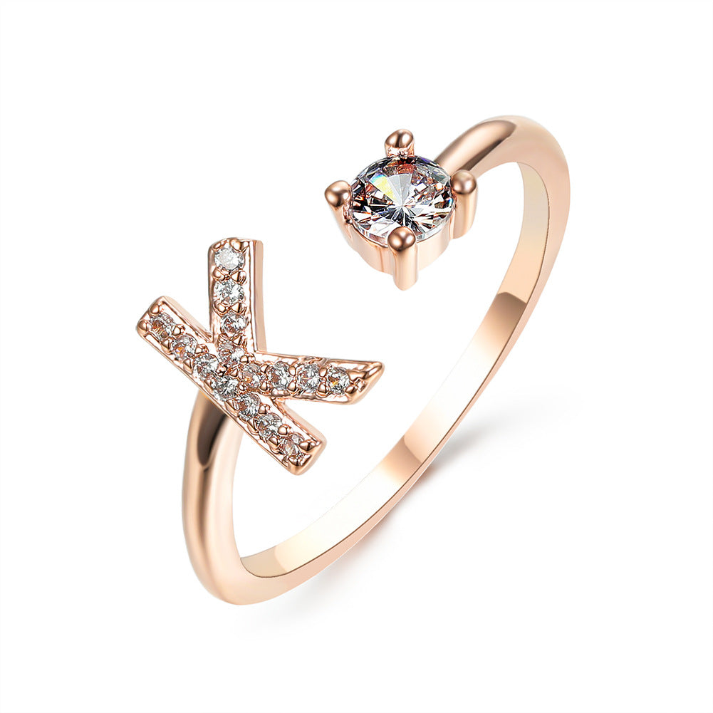 Adjustable initial ring – Rose Gold / K