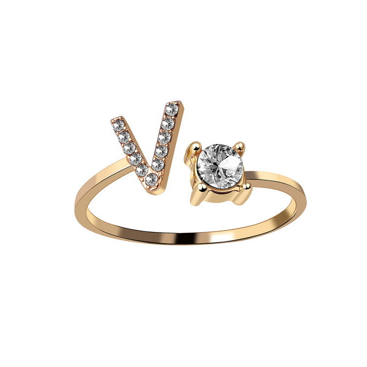 Adjustable initial ring – Gold / V