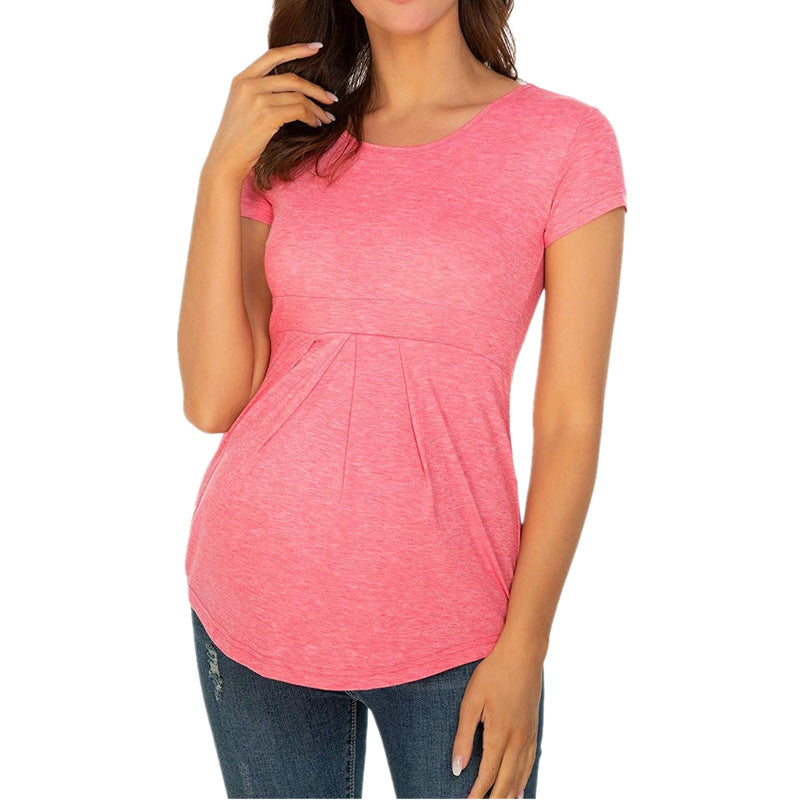 Pleated Empire Maternity Tee – Short-Sleeve Top – view 2