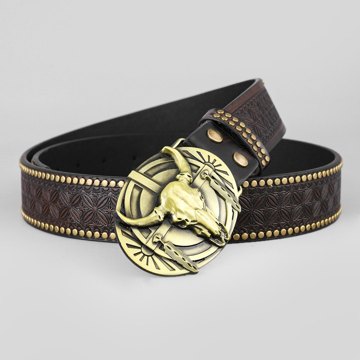 Longhorn Studded Western Belt – 4 Buckle Styles – view 7