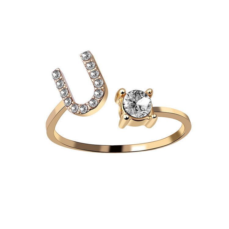 Adjustable initial ring – Gold / U