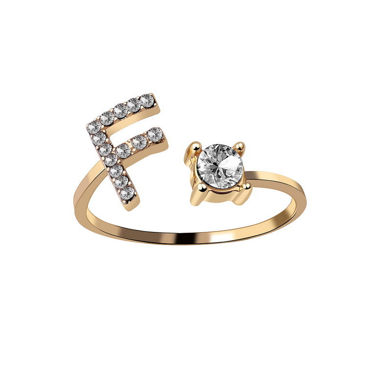 Adjustable initial ring – Gold / F