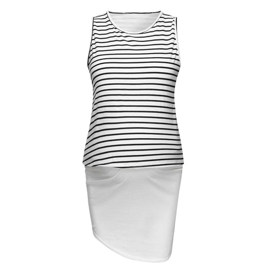 Striped Tank Maternity Dress – Sleeveless Color-Block Midi – view 5