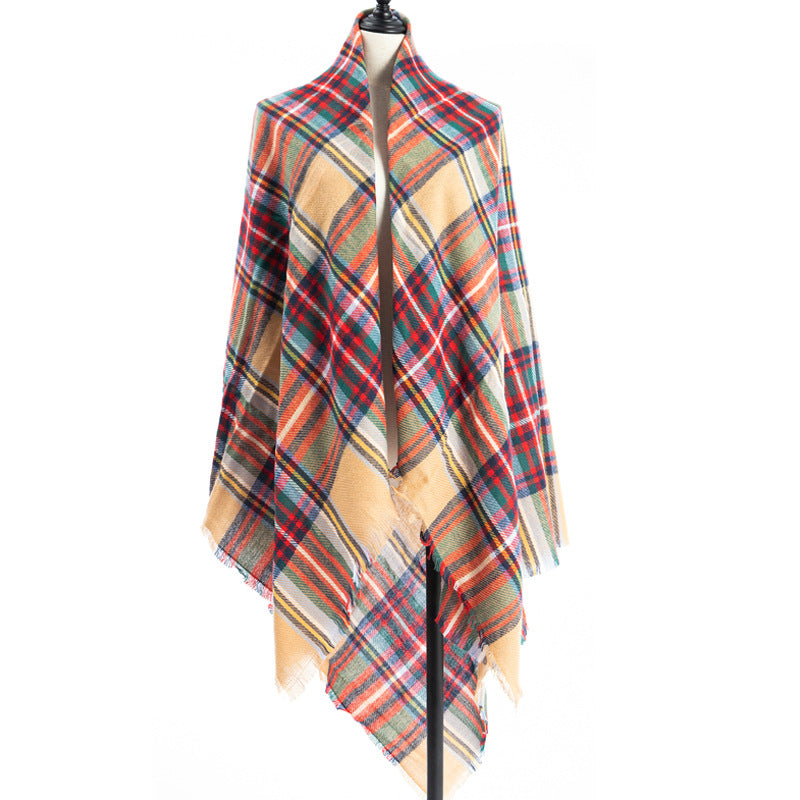 Plaid Square Blanket Scarf – 55 × 55 in – A3