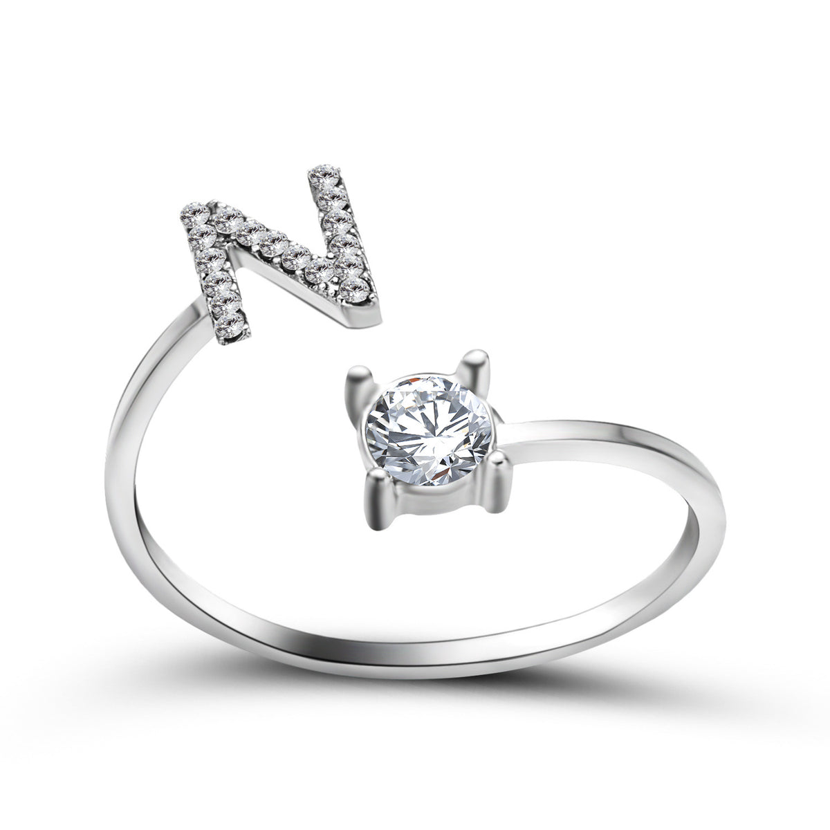 Adjustable initial ring – Silver / N