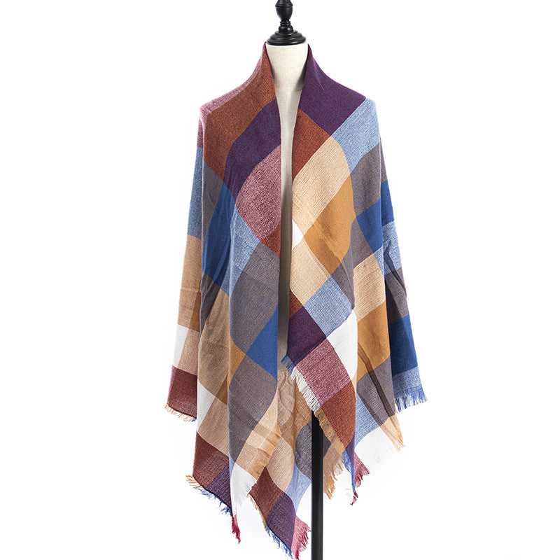 Plaid Square Blanket Scarf – 55 × 55 in – C4