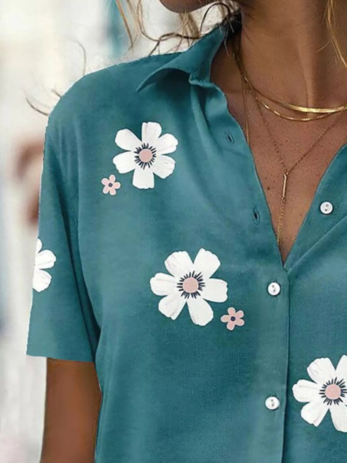 Floral Button-Down Casual Shirt – Plus Size — view 8