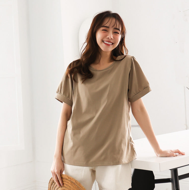 Oversized Nursing Tee – Short-Sleeve with Side Openings