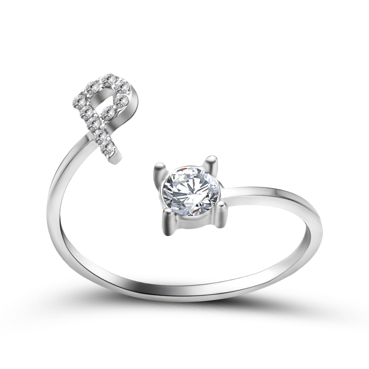 Adjustable initial ring – Silver / P