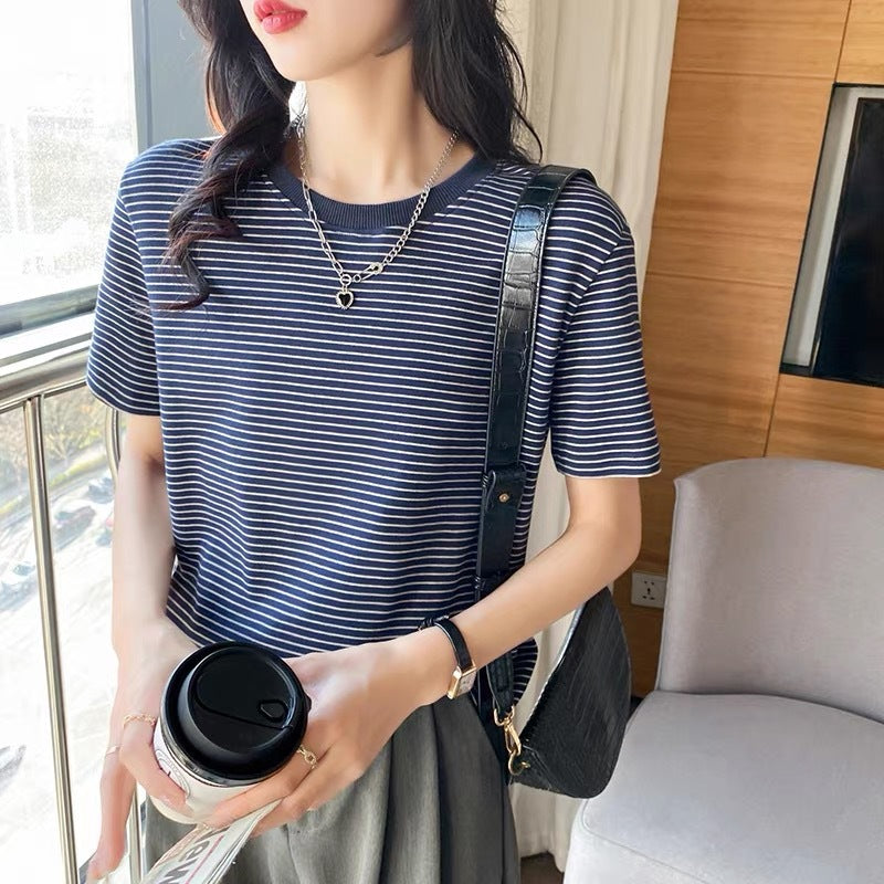 Striped Nursing Tee – Short-Sleeve Layered Front
