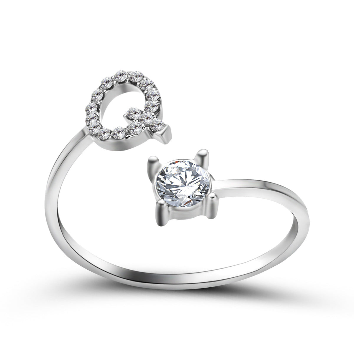 Adjustable initial ring – Silver / Q