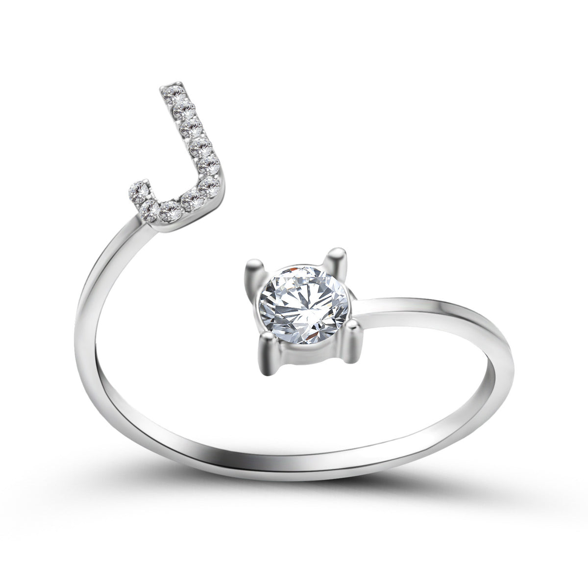 Adjustable initial ring – Silver / J