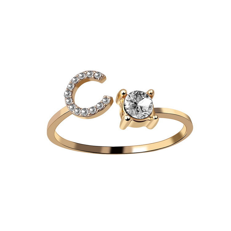 Adjustable initial ring – Gold / C