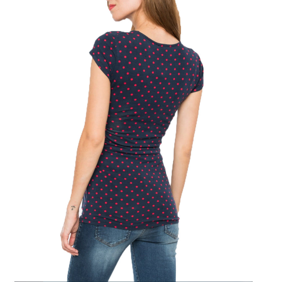 Crossover Nursing Top – Short-Sleeve Dot & Floral Print – view 7