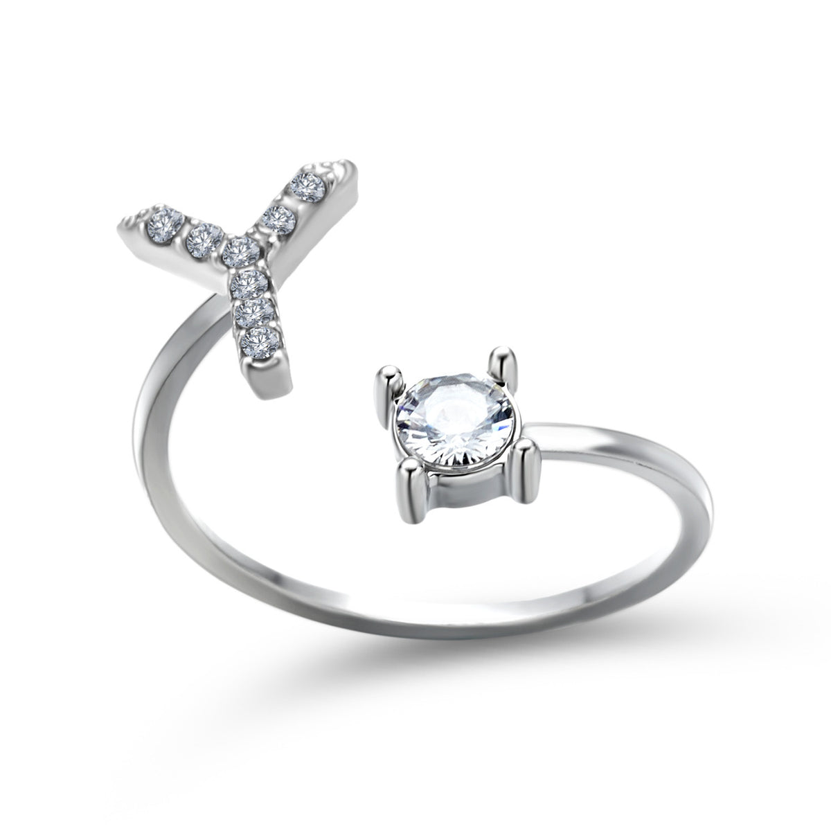 Adjustable initial ring – Silver / Y