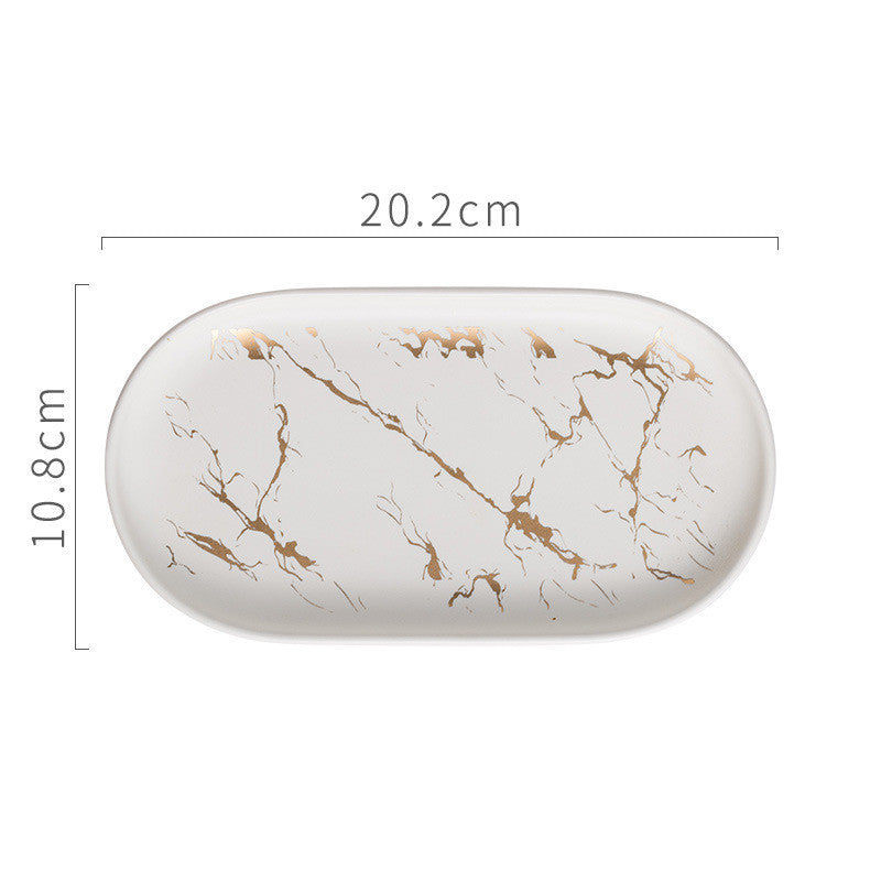 Ceramic Oval Tray – Golden Vein Detail, 3 Colors – view 5